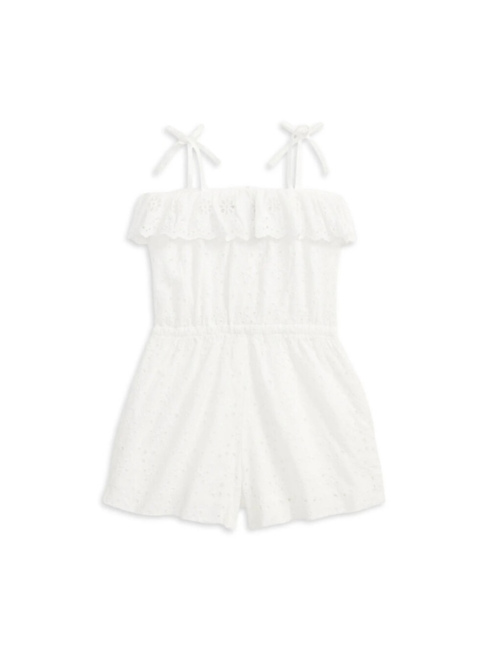 Polo by Ralph Lauren White Eyelet Ruffle Tie-Shoulder Romper